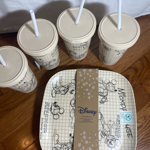 RARE ECO Disney sketch plates & cups set
